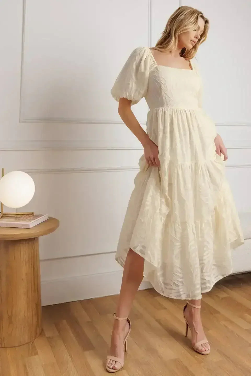 BRISK ADVENTURES EMBROIDERED MIDI DRESS - CREAM