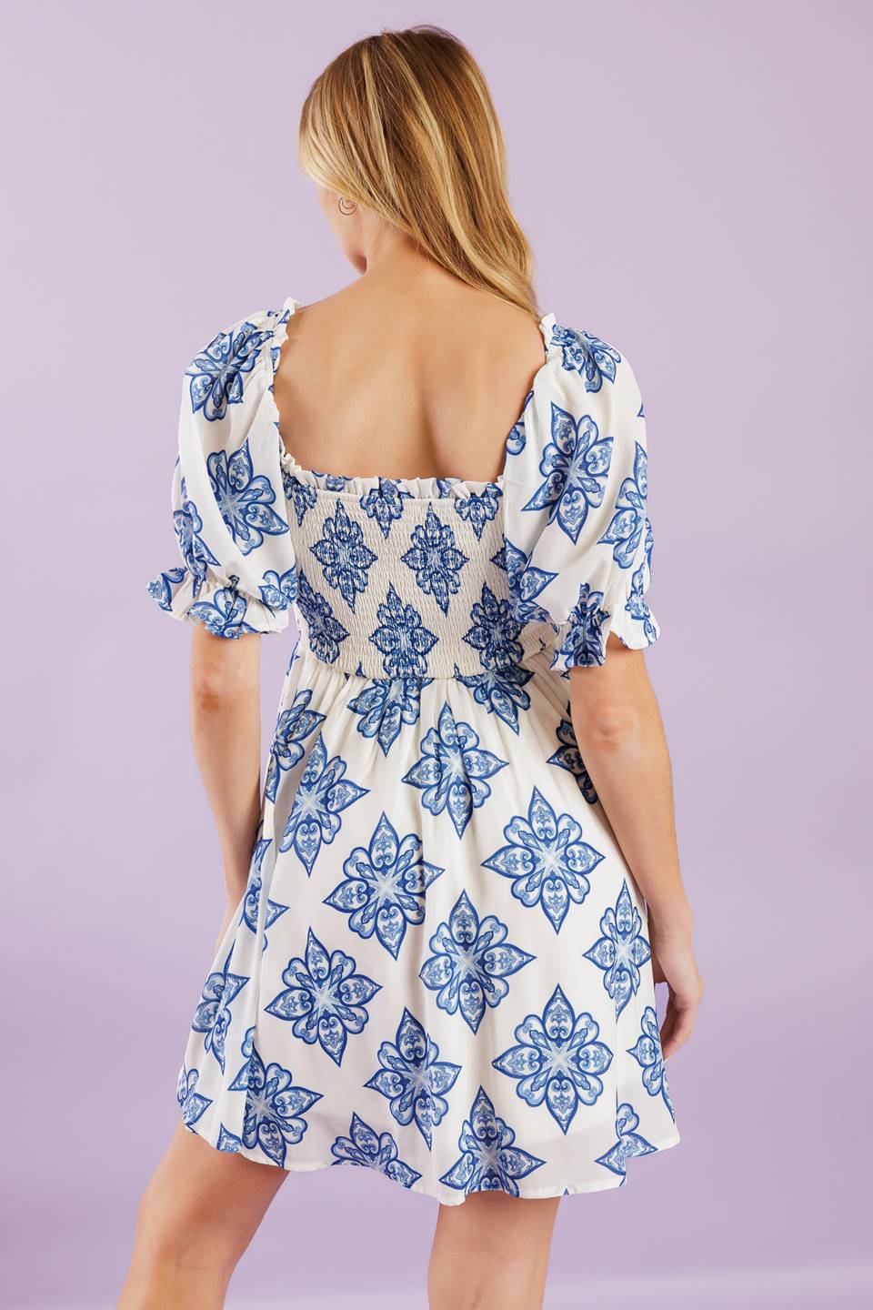 THROUGH THE GARDEN MINI DRESS - BLUE