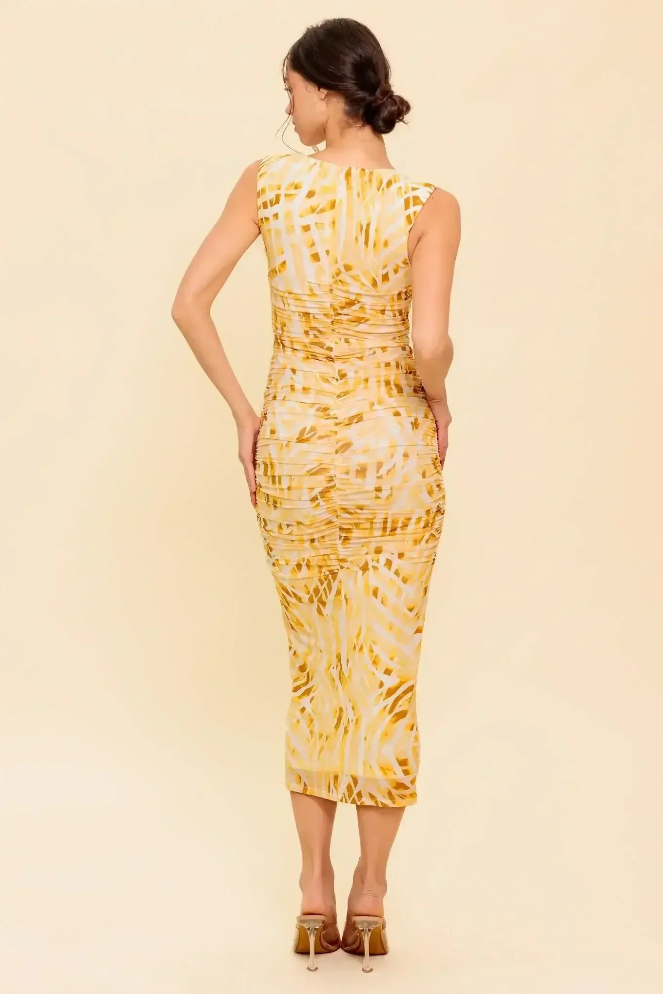 Wild As Ever - Power Mesh Cheetah Print Bodycon Midi Dress