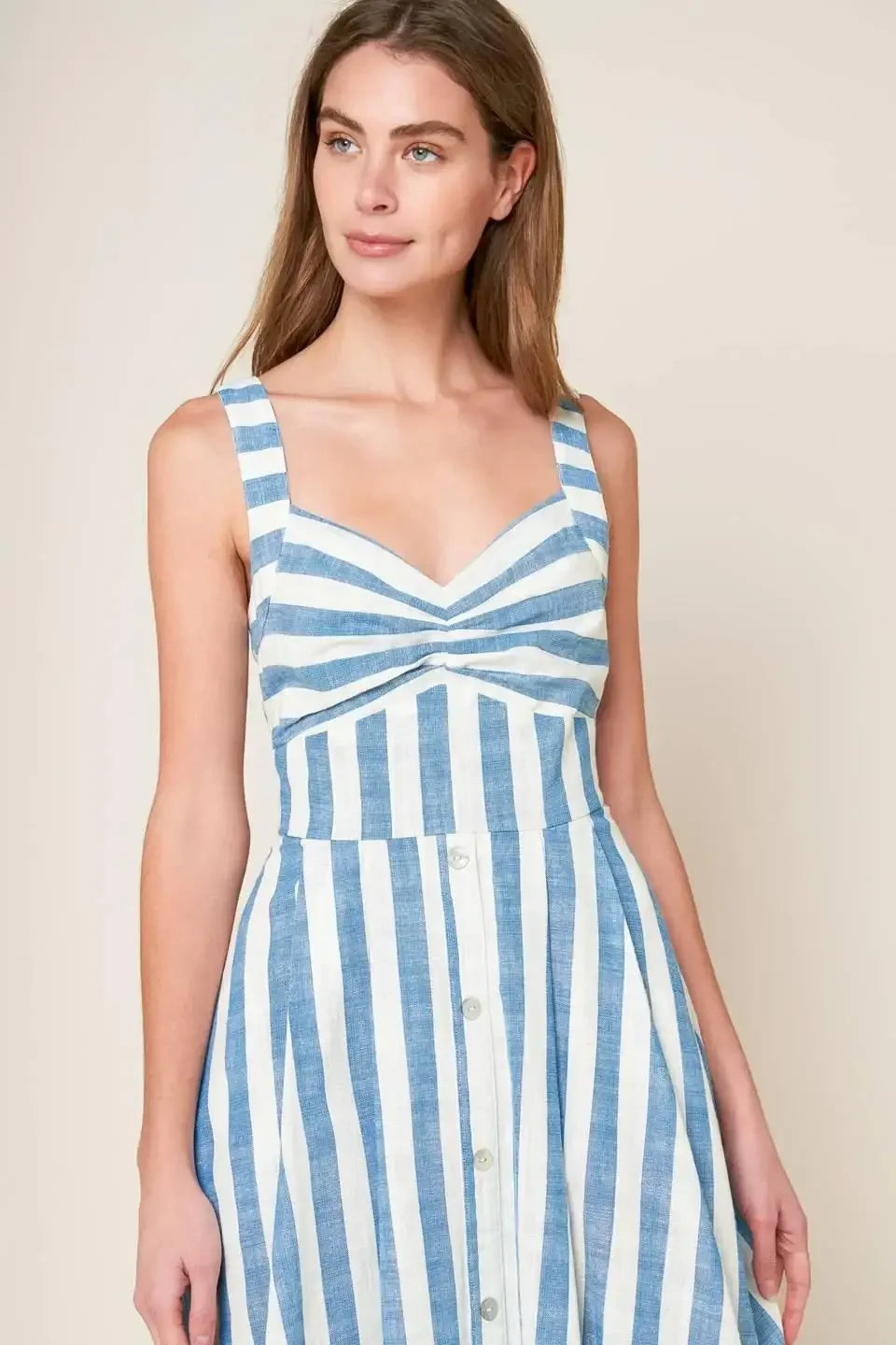 RIVERSIDE PARK BLUE STRIPE MIDI DRESS