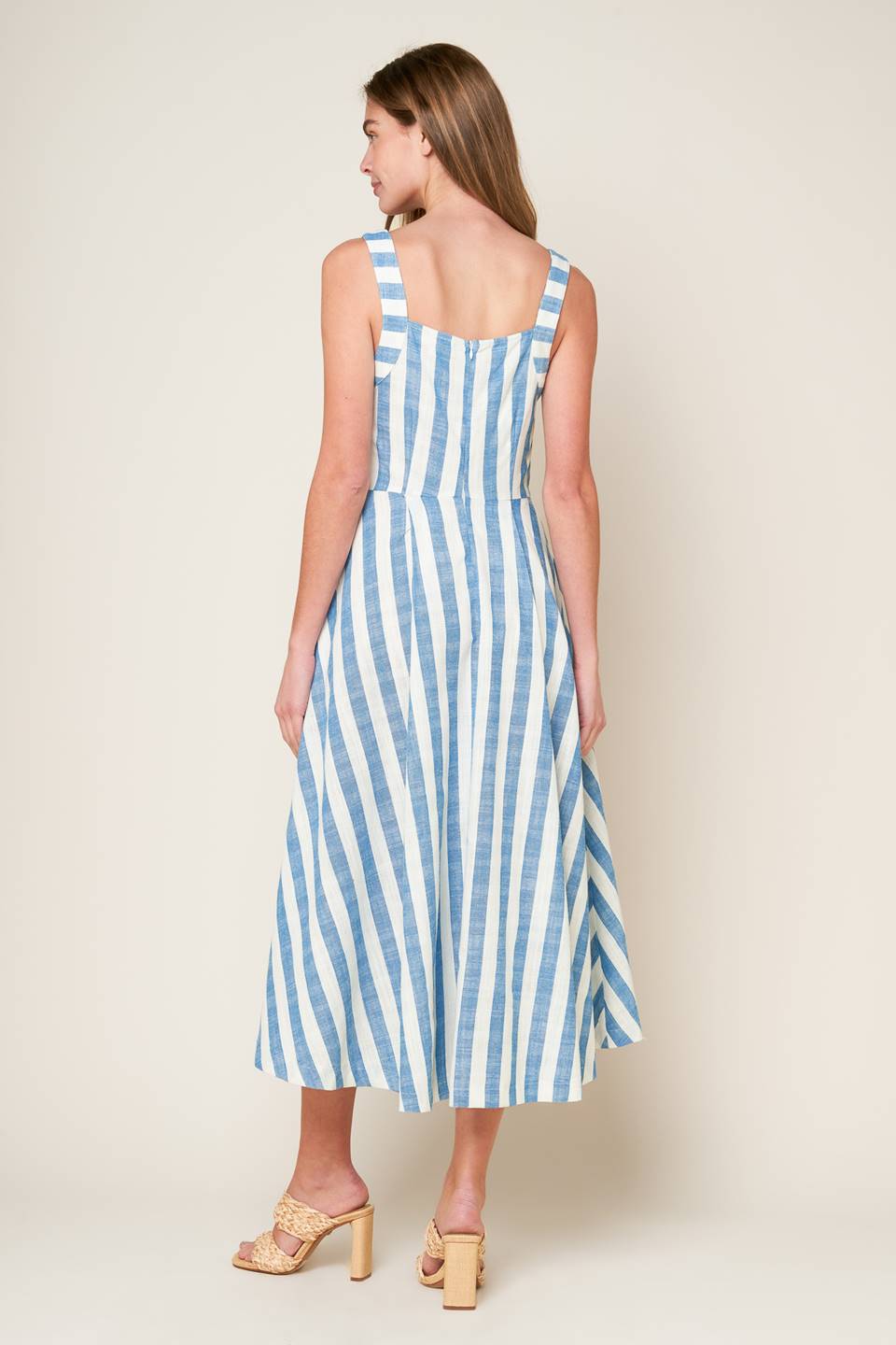 RIVERSIDE PARK BLUE STRIPE MIDI DRESS