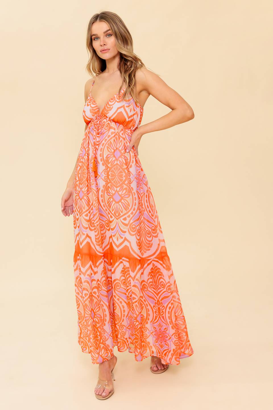 CABANA DAYDREAMS MAXI DRESS - CORAL