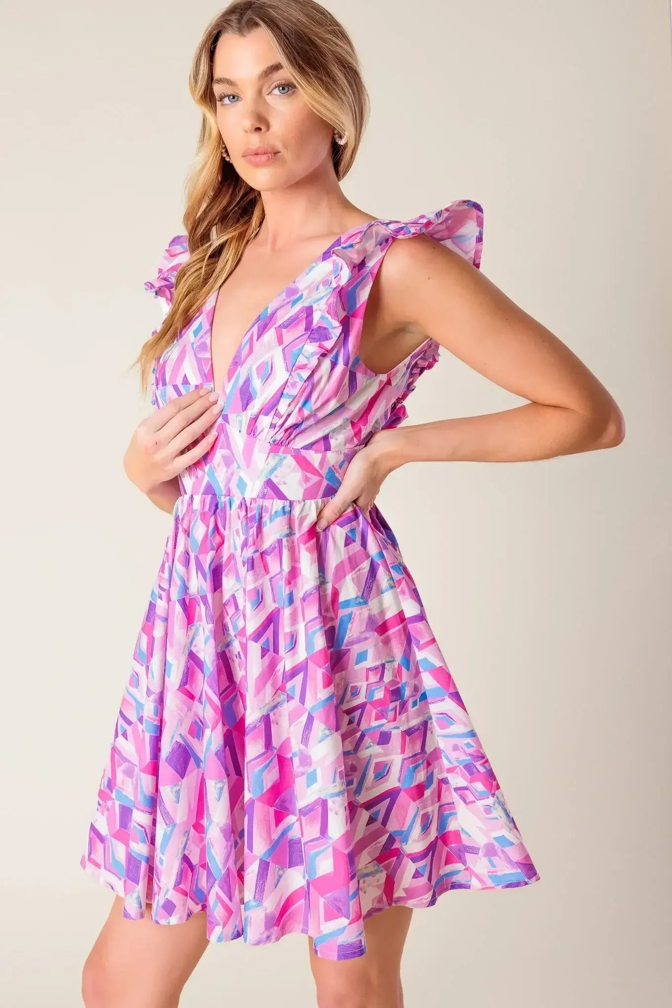 BETTER WITH YOU - PINK & BLUE MINI DRESS