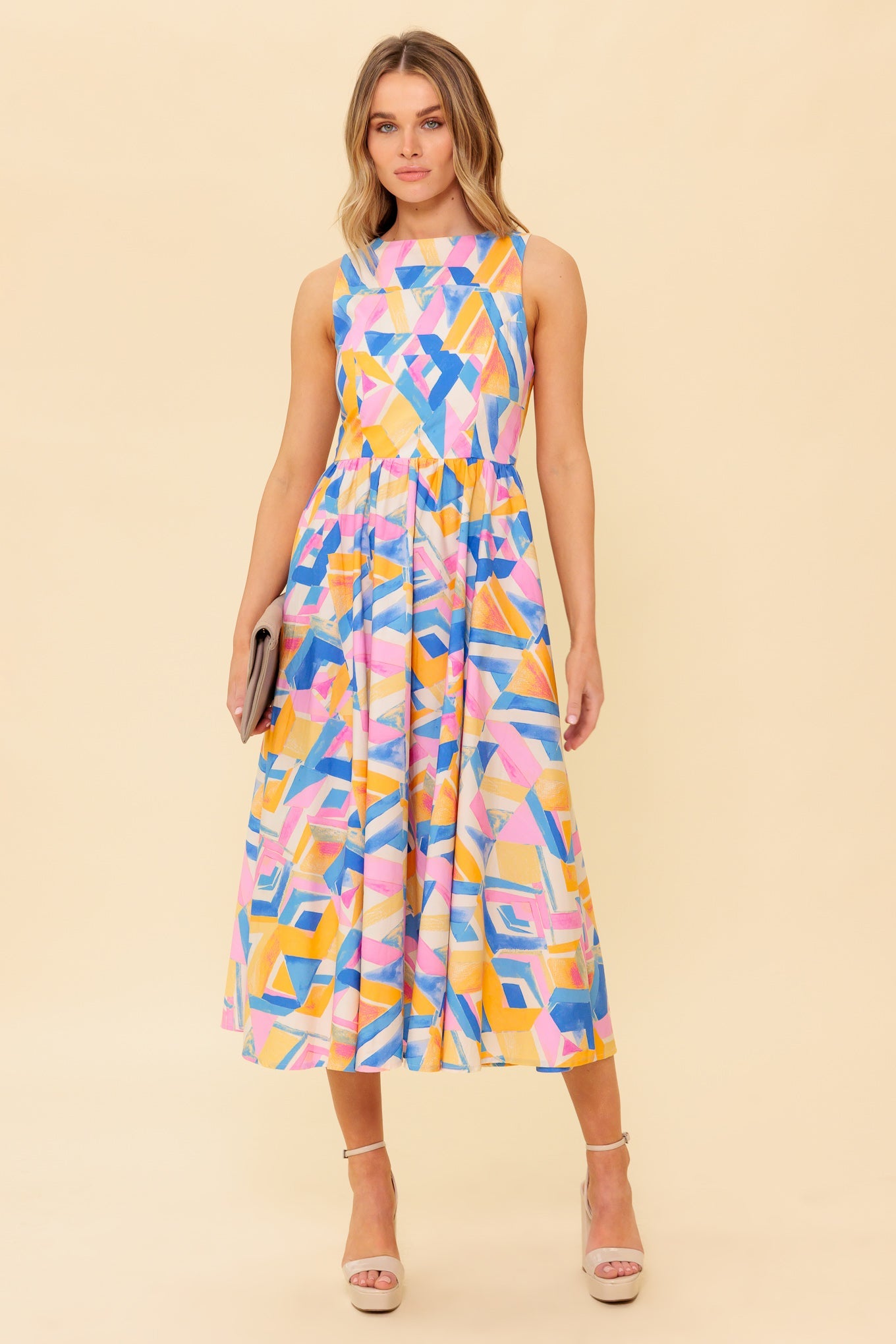 PATTON PARK MIDI DRESS - POWDER BLUE & PINK
