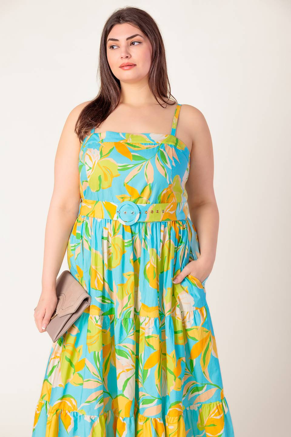 A PERFECT DAY MIDI DRESS - BLUE & YELLOW