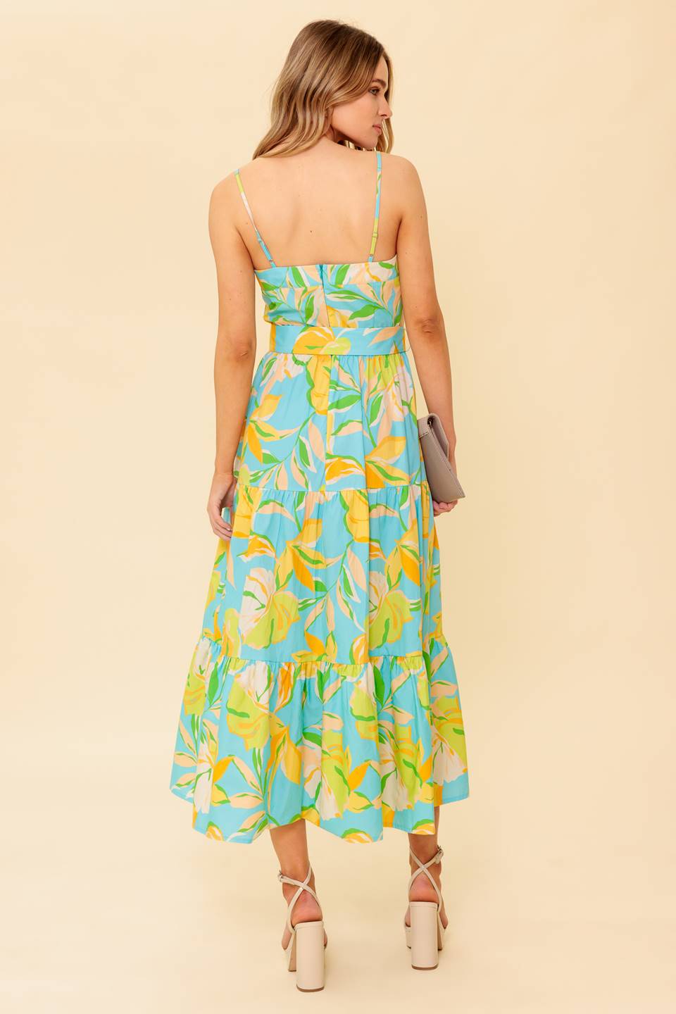 A PERFECT DAY MIDI DRESS - BLUE & YELLOW