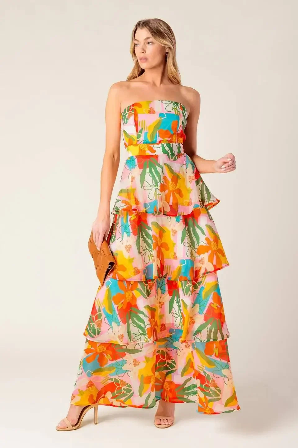 HALF PAST SUNSET - TROPICAL PRINT MAXI DRESS
