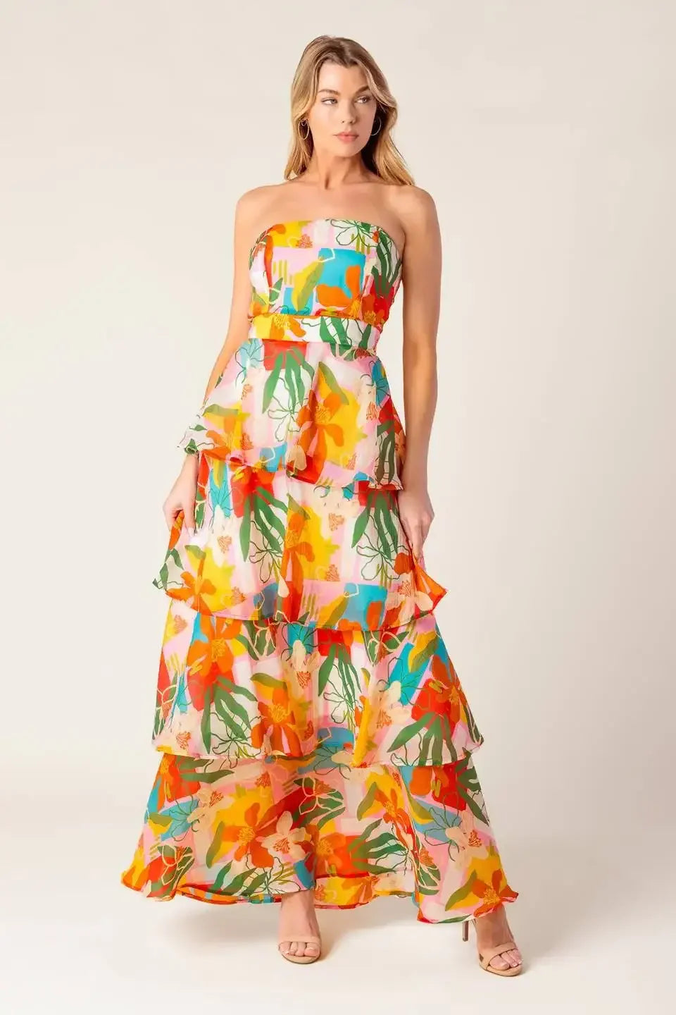 HALF PAST SUNSET - TROPICAL PRINT MAXI DRESS