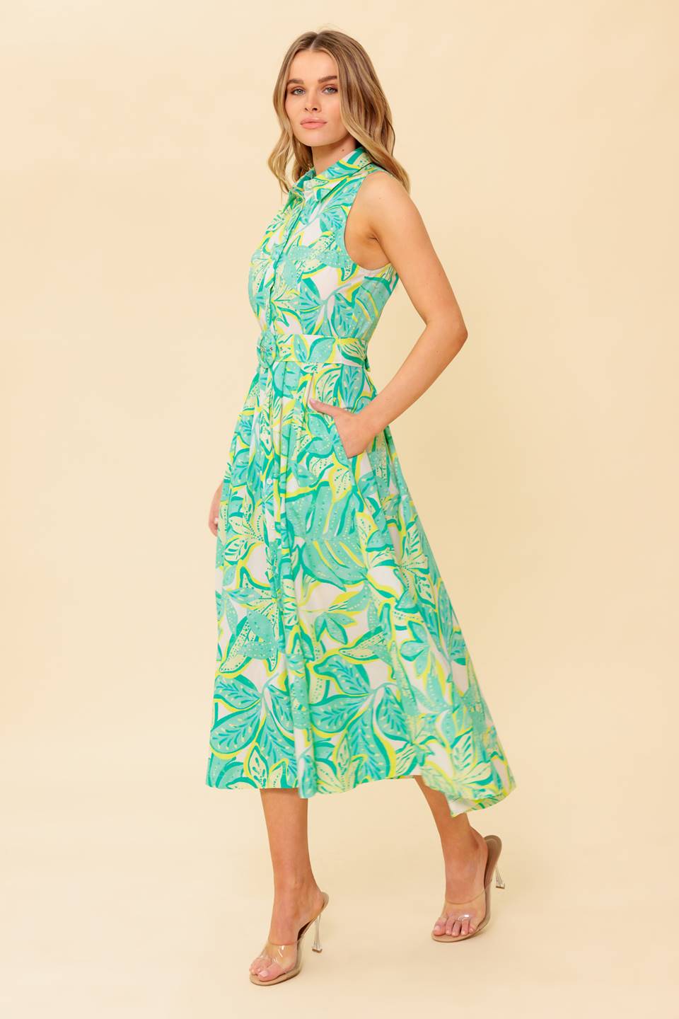 DAYS WITH YOU MIDI SHIRT DRESS - GREEN