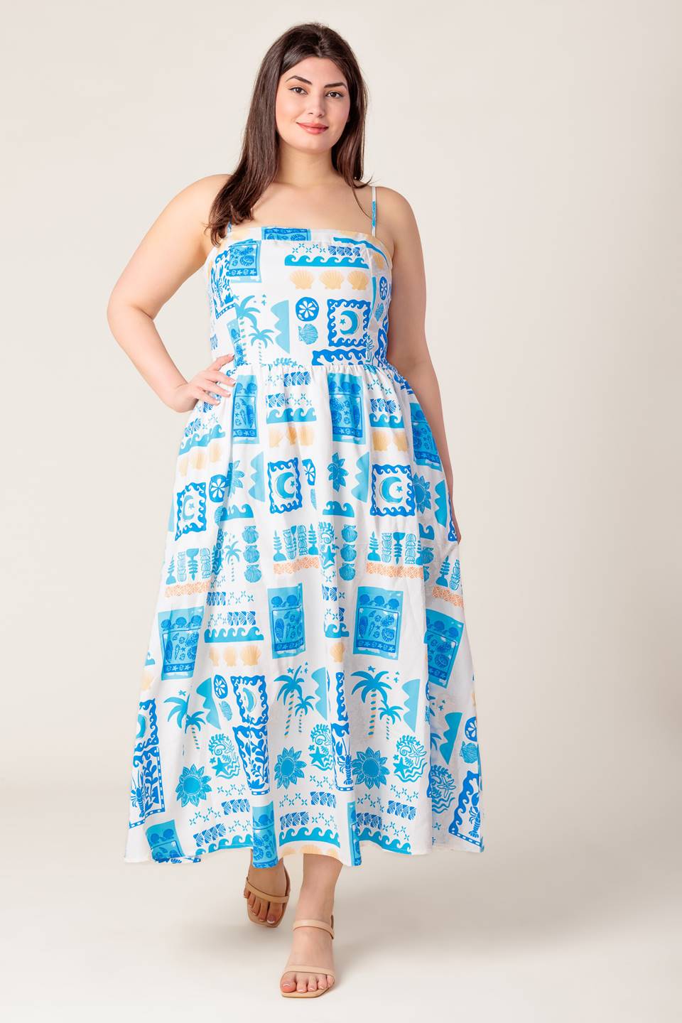 WANDER LUST MIDI DRESS - BLUE