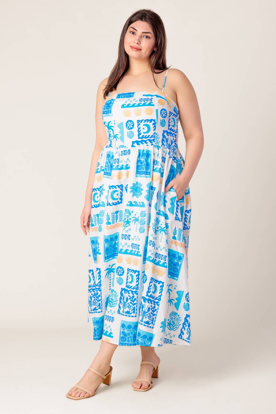 WANDER LUST MIDI DRESS - BLUE