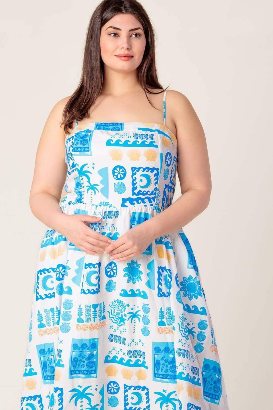 WANDER LUST MIDI DRESS - BLUE