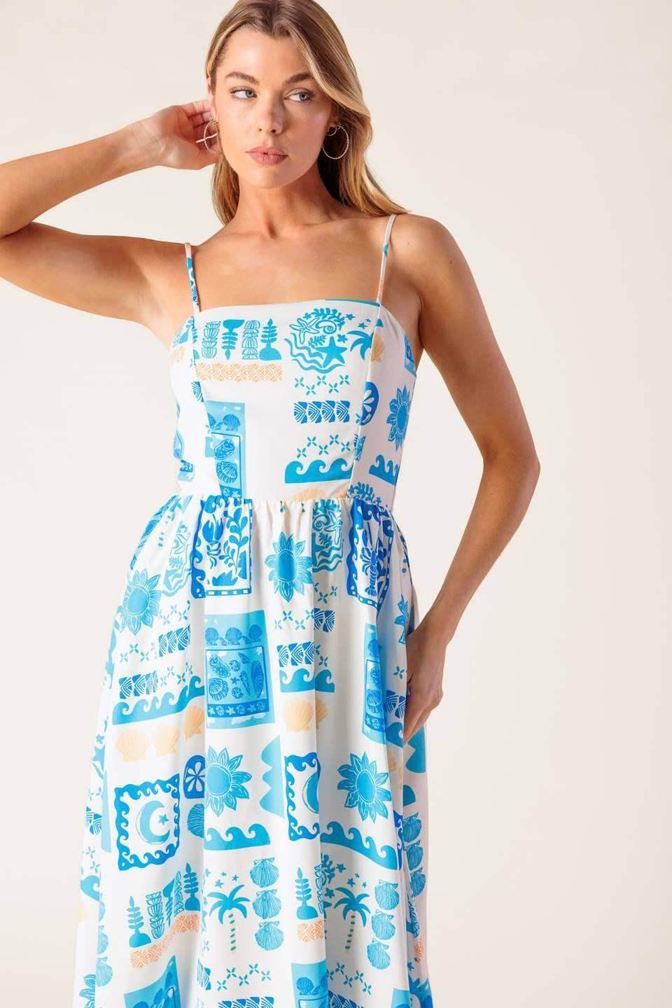 WANDER LUST MIDI DRESS - BLUE