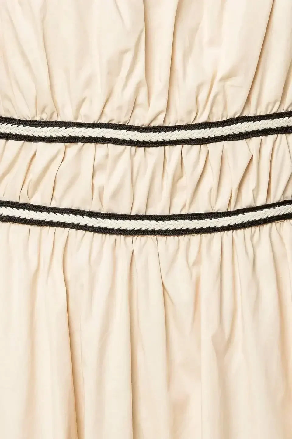 TERRIFIC TIMING BLACK TRIM IVORY MIDI DRESS