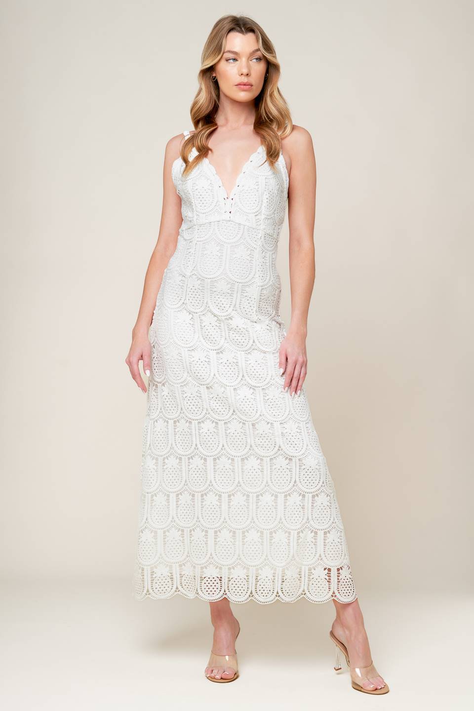 PINEAPPLE PARADISE WHITE LACE DRESS