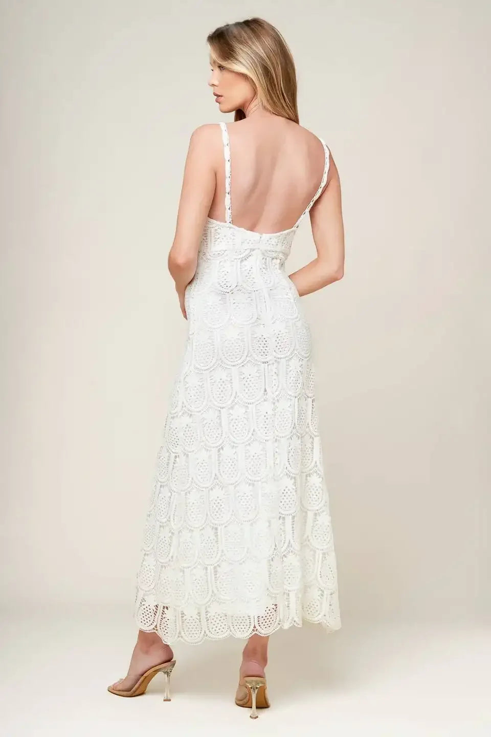 PINEAPPLE PARADISE WHITE LACE DRESS