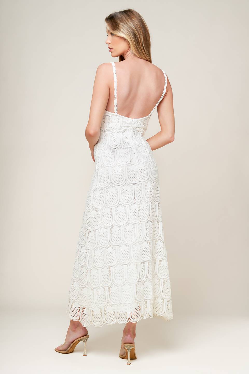 PINEAPPLE PARADISE WHITE LACE DRESS