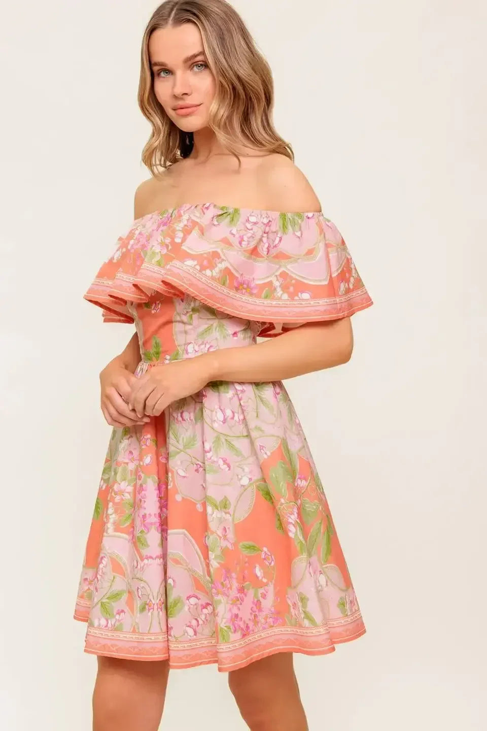 RAE MINI DRESS - CORAL