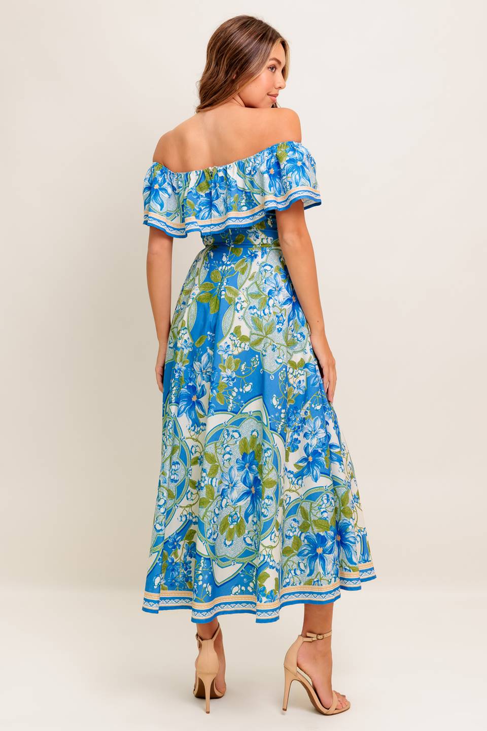 SIERRA POWDER BLUE FLORAL MIDI DRESS