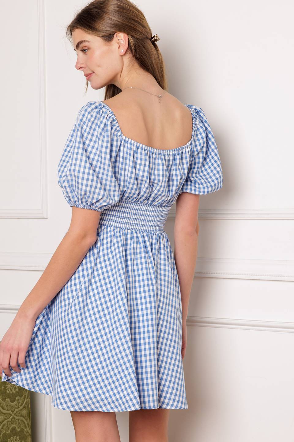 KANSAS SKIES - BLUE GINGHAM MINI DRESS