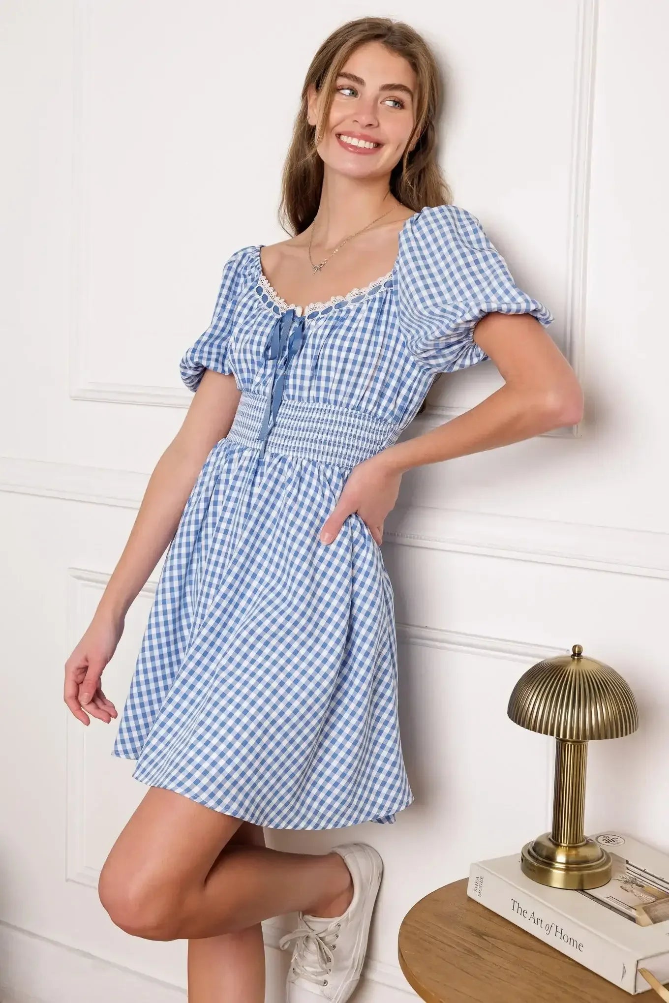 KANSAS SKIES - BLUE GINGHAM MINI DRESS