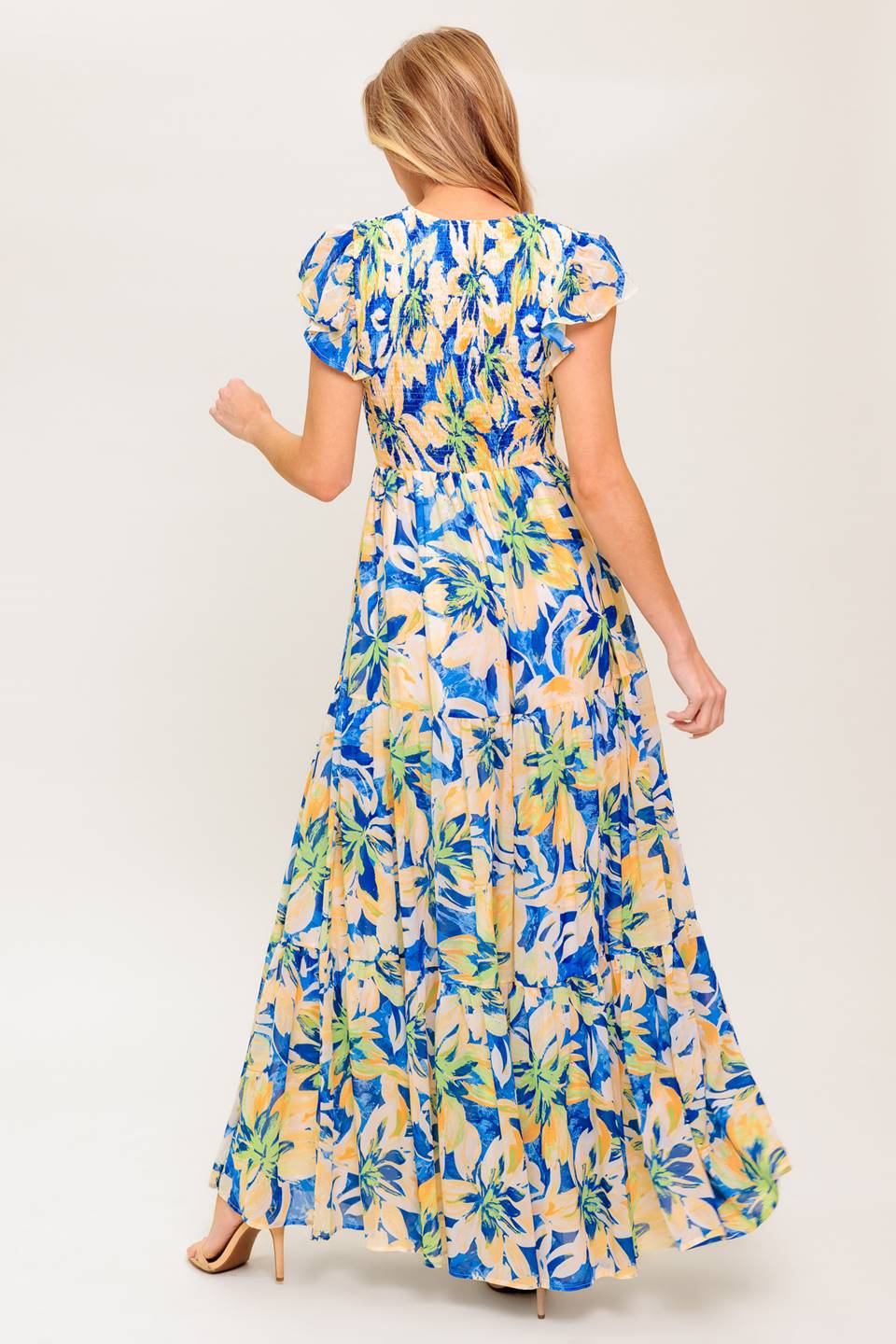 BRIDGEPORT MAXI DRESS - BLUE FLORAL SUMMER DRESS