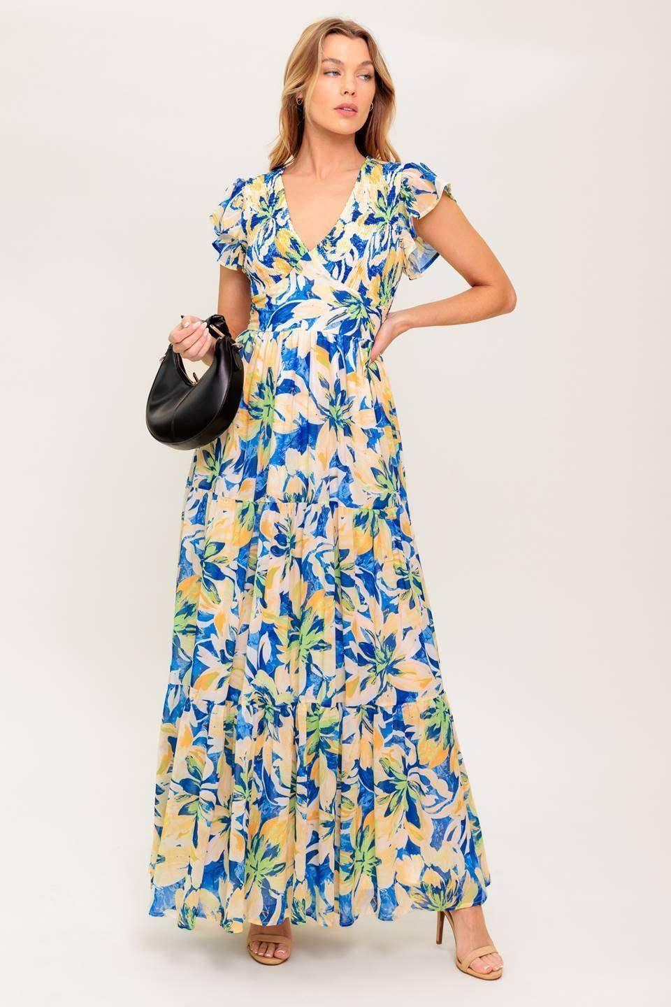 BRIDGEPORT MAXI DRESS - BLUE FLORAL SUMMER DRESS