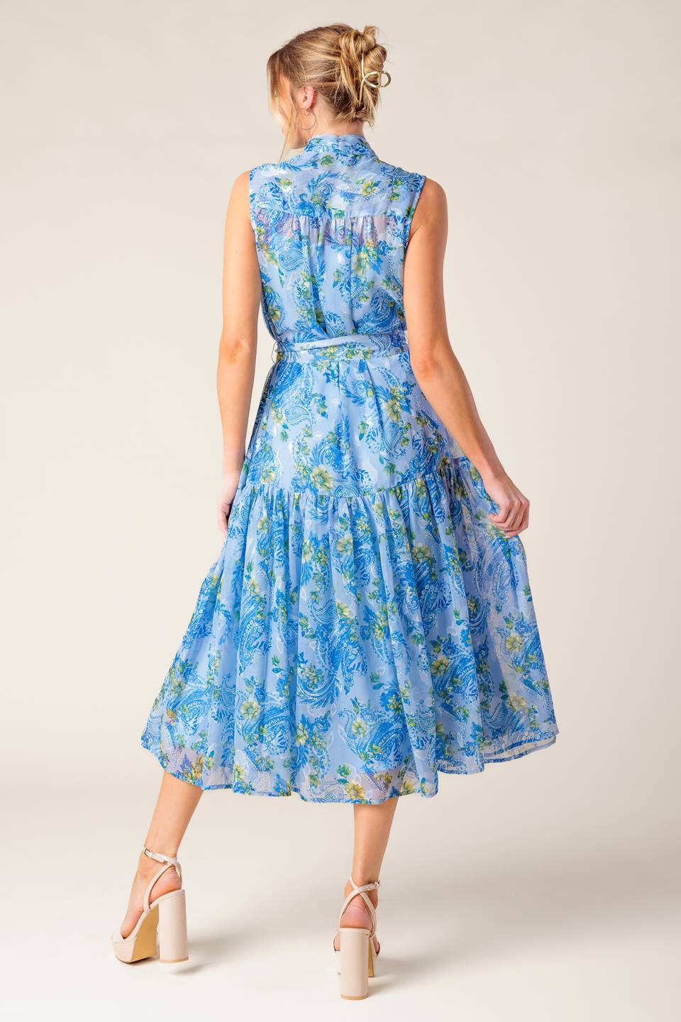 EVER AFTER BOW TIE MIDI DRESS - POWDER BLUE