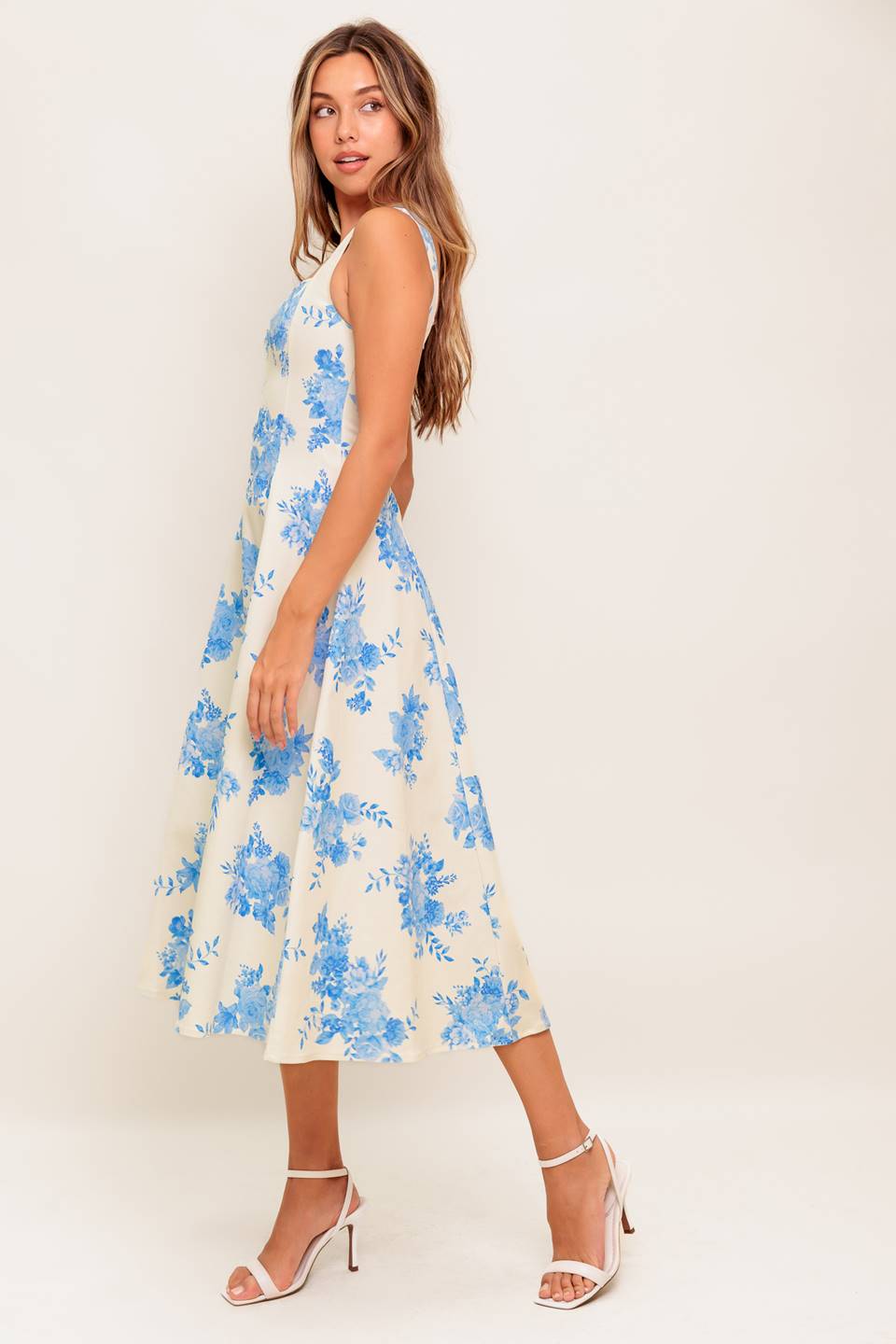 BLUEBELL BREEZE - BLUE FLORAL MIDI DRESS