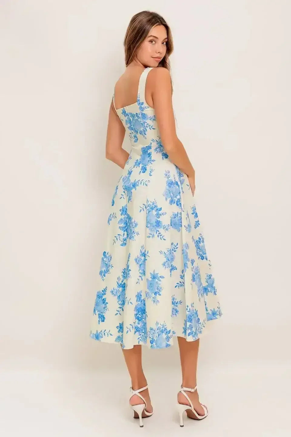 BLUEBELL BREEZE - BLUE FLORAL MIDI DRESS