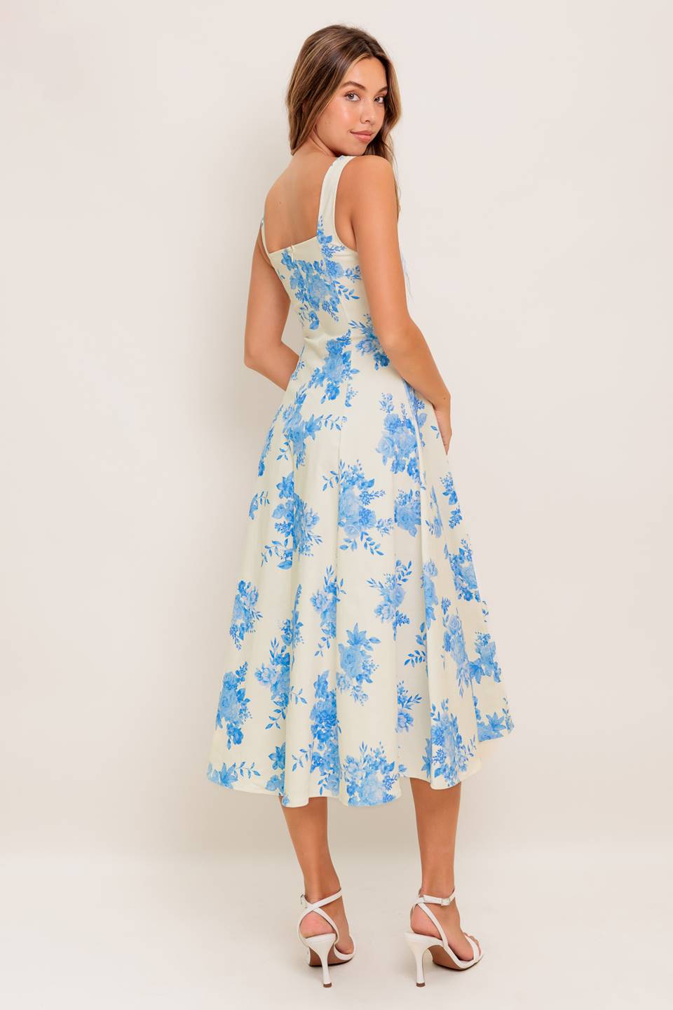 BLUEBELL BREEZE - BLUE FLORAL MIDI DRESS