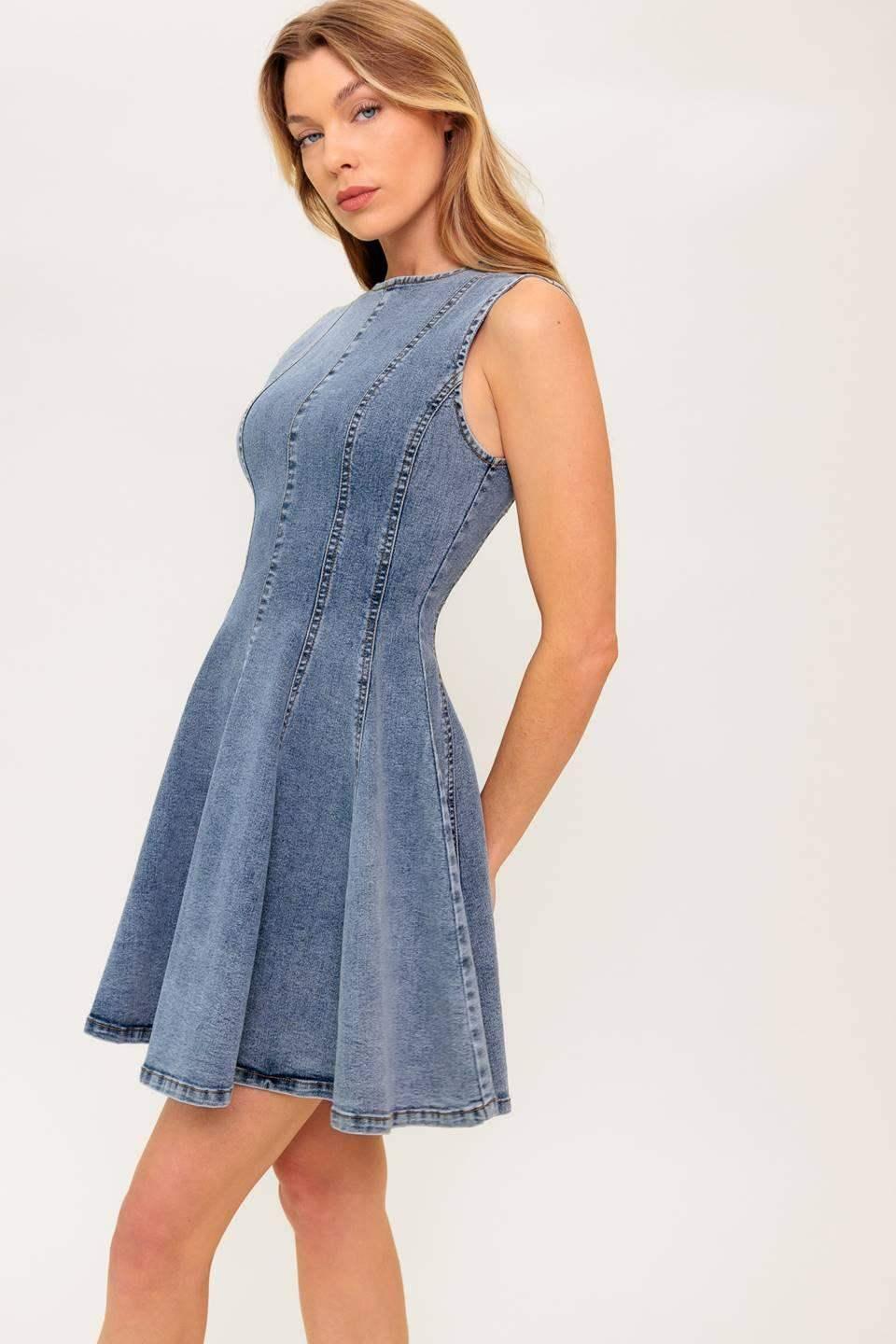 CAUGHT IN THE MOMENT - ACID - DENIM MINI DRESS