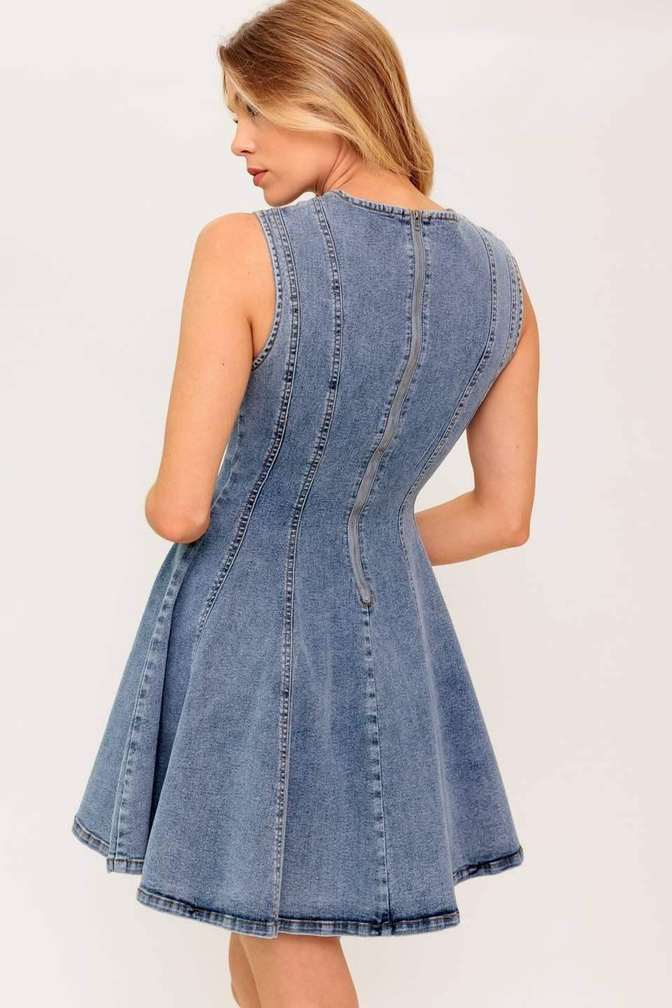 CAUGHT IN THE MOMENT - ACID - DENIM MINI DRESS
