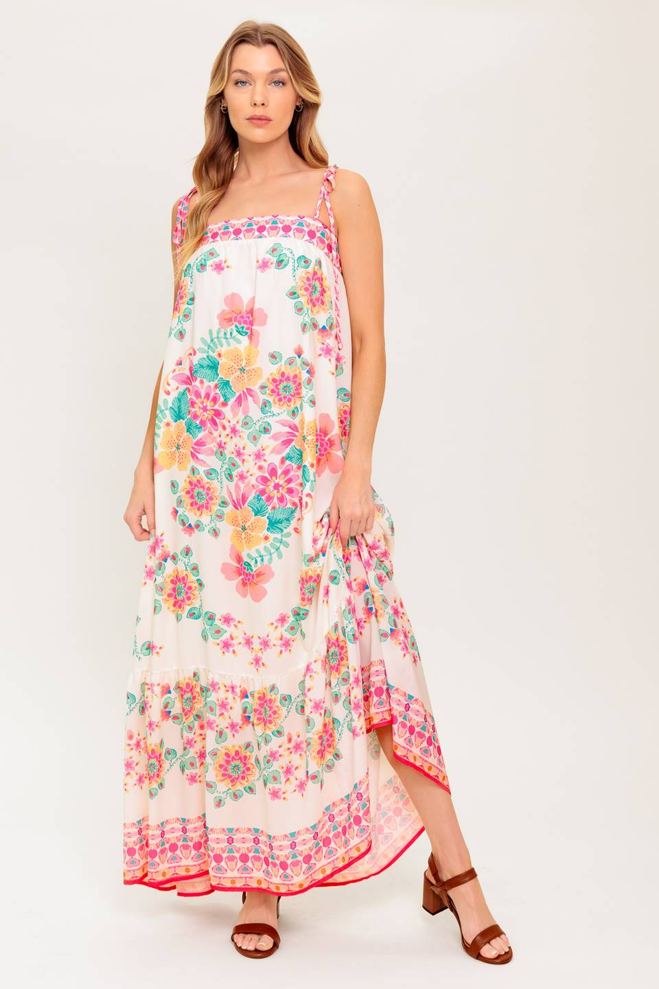 SUMMER GLOW FLORAL MAXI DRESS - IVORY
