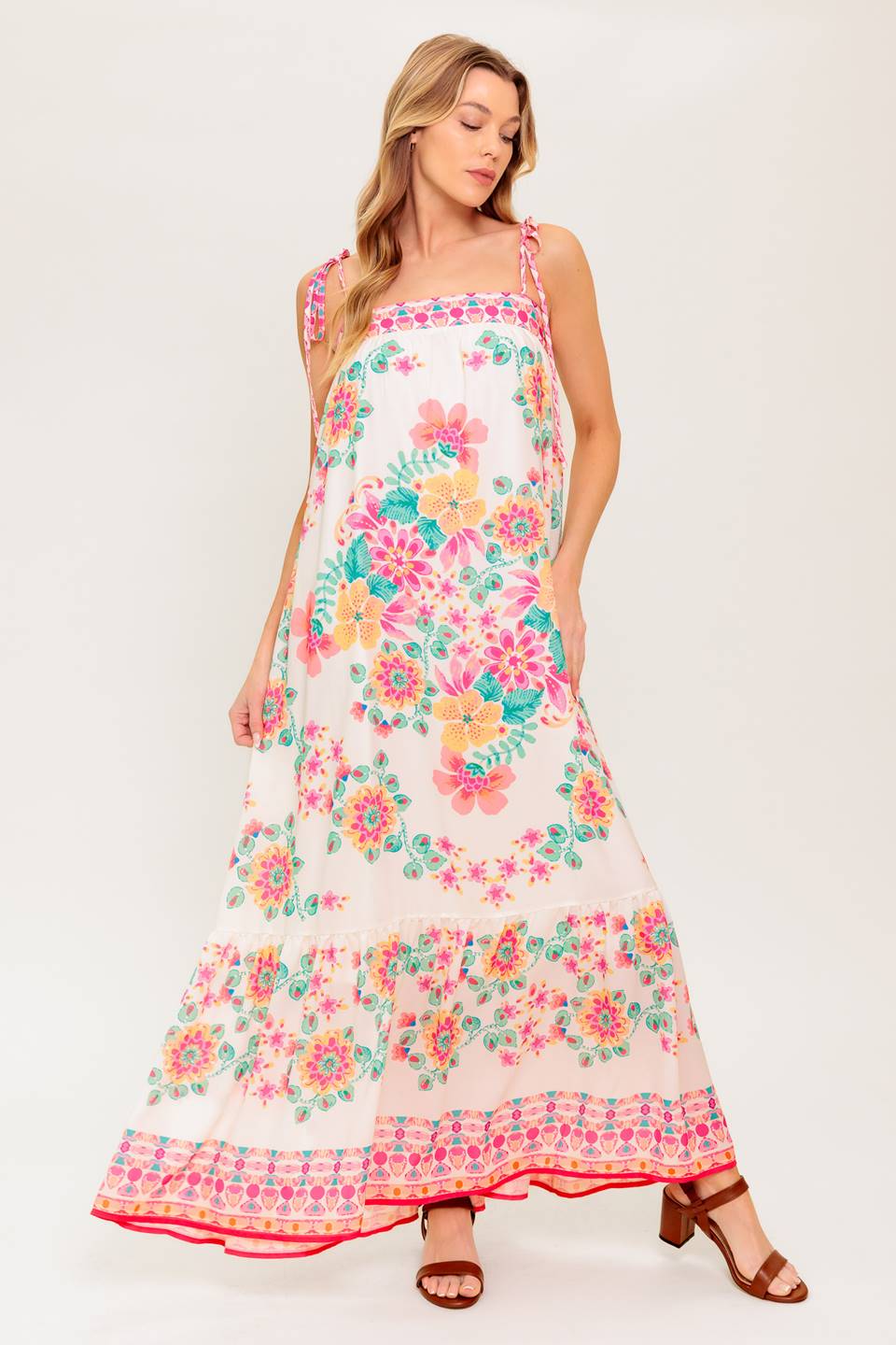 SUMMER GLOW FLORAL MAXI DRESS - IVORY