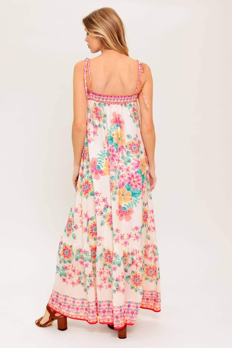 SUMMER GLOW FLORAL MAXI DRESS - IVORY