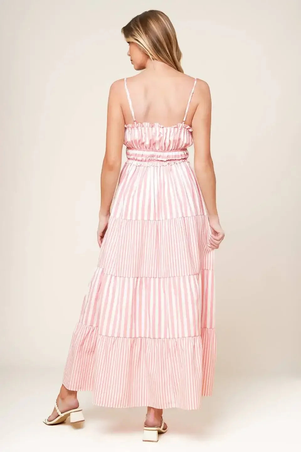 PEONY PINK STRIPE MAXI DRESS