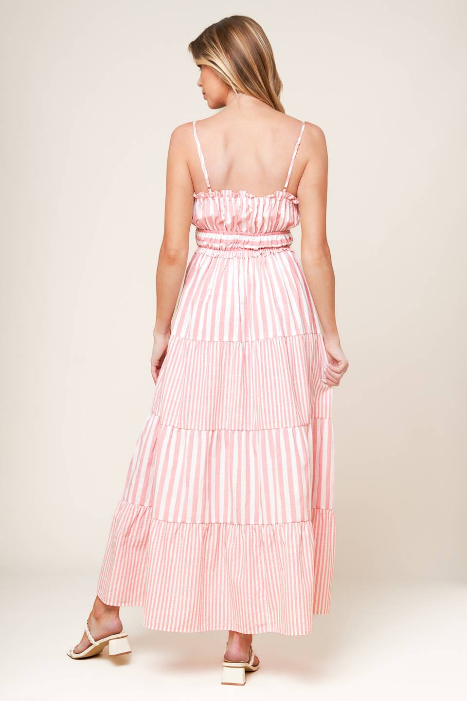 PEONY PINK STRIPE MAXI DRESS