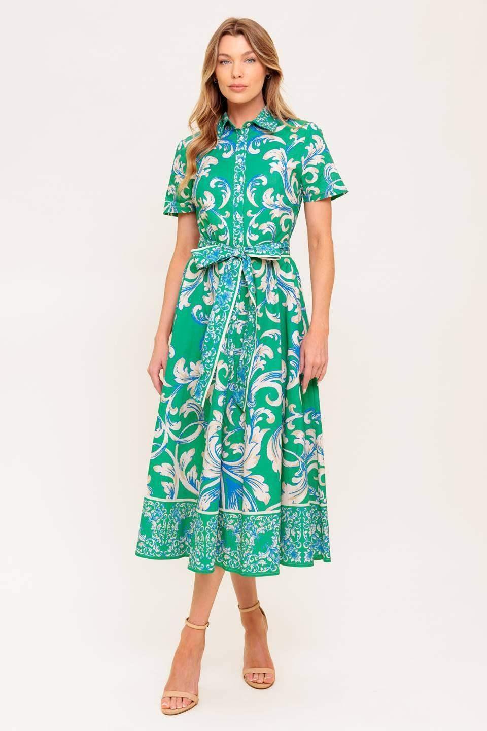 SUMMER BOUQUET SHIRT DRESS - GREEN