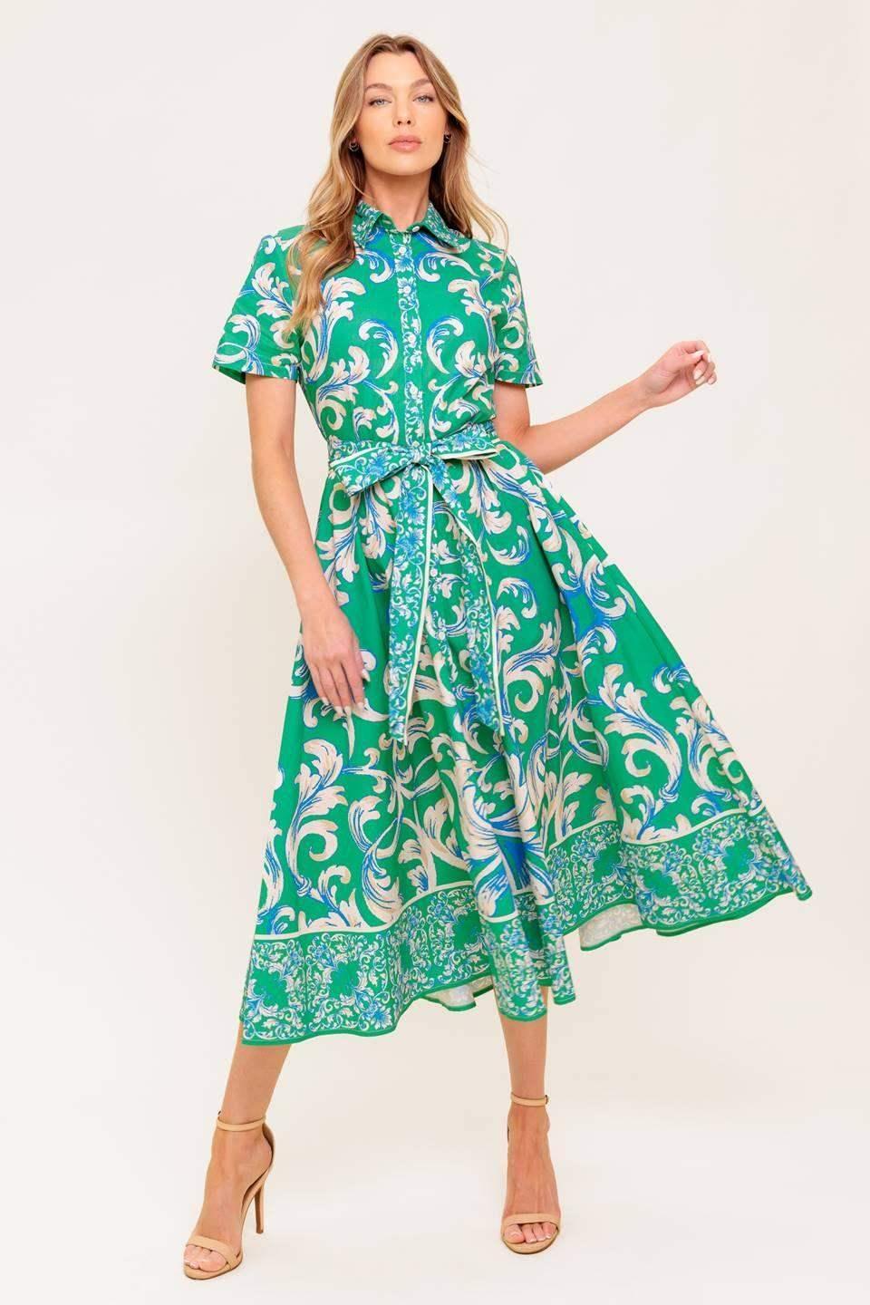 SUMMER BOUQUET SHIRT DRESS - GREEN