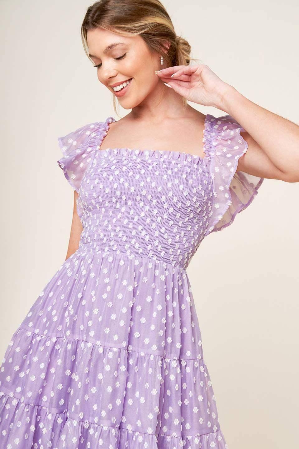 PLAYFULLY POSH LAVENDER MINI DRESS