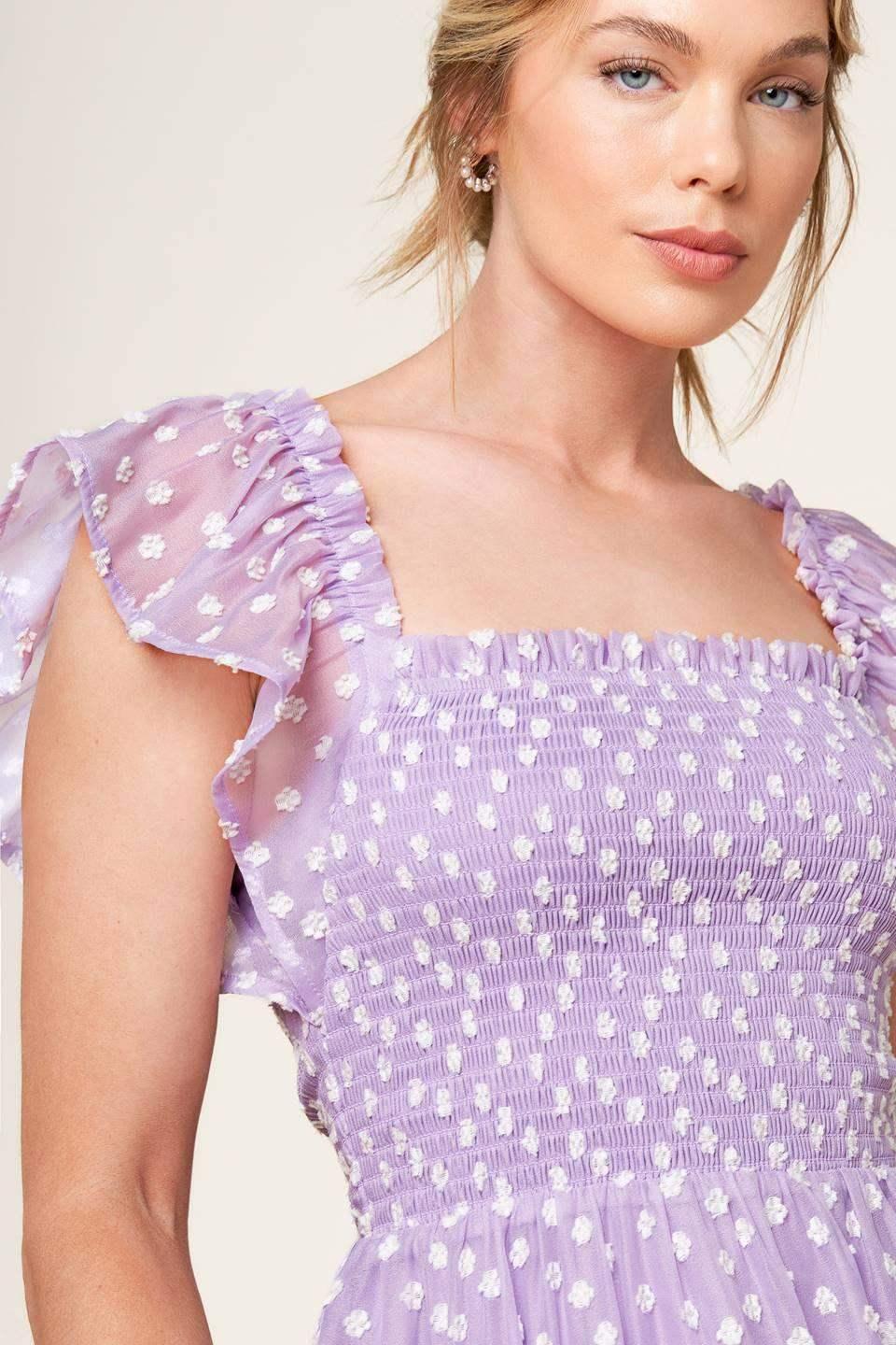 PLAYFULLY POSH LAVENDER MINI DRESS