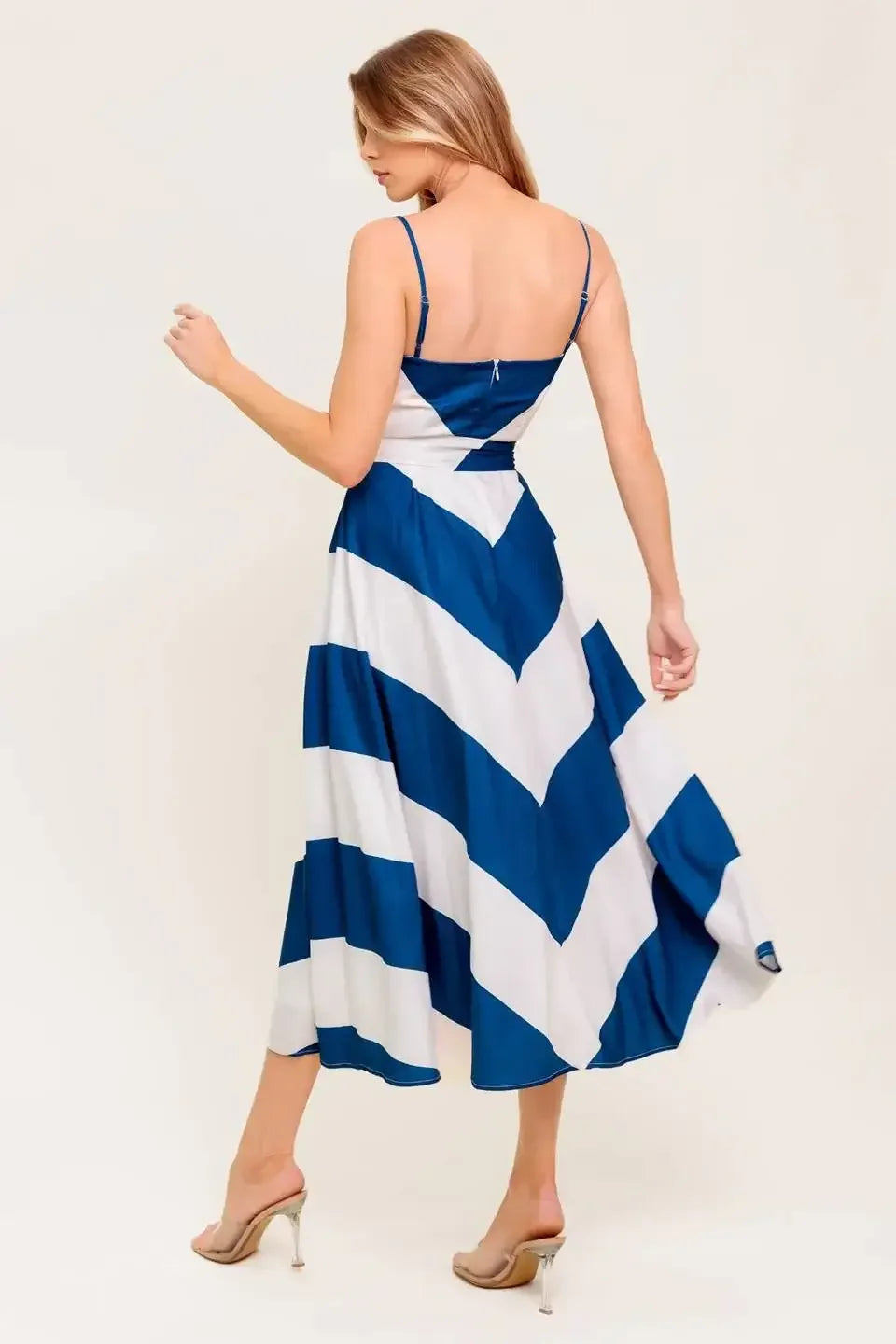 COASTAL CHARM MIDI DRESS - NAVY & WHITE