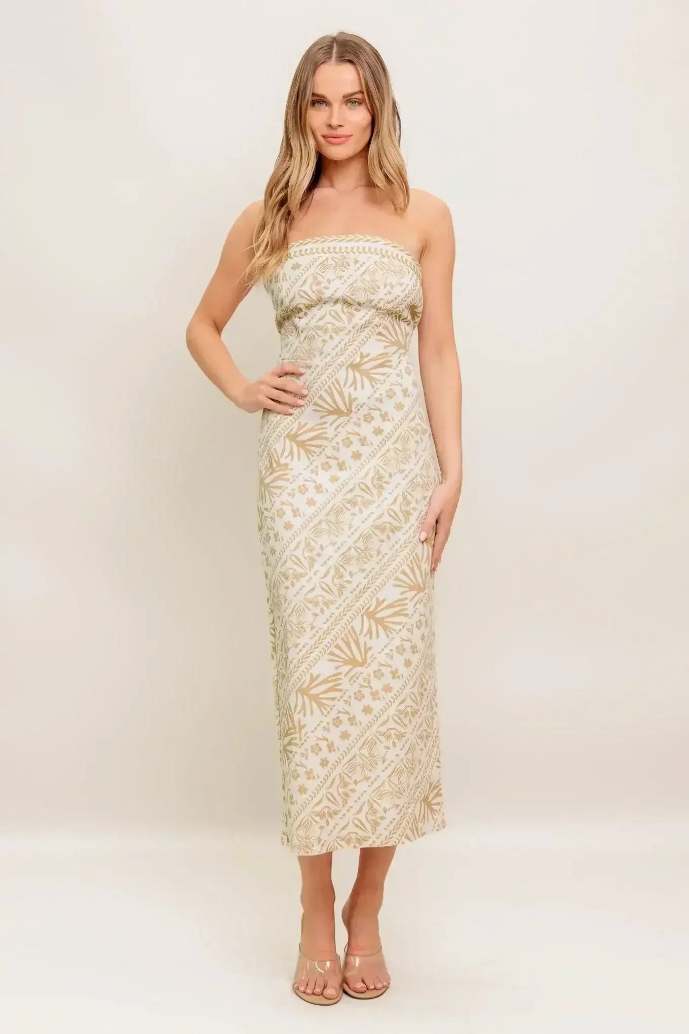 BOHO H-LINE STRAPLESS MIDI DRESS - FINAL SALE