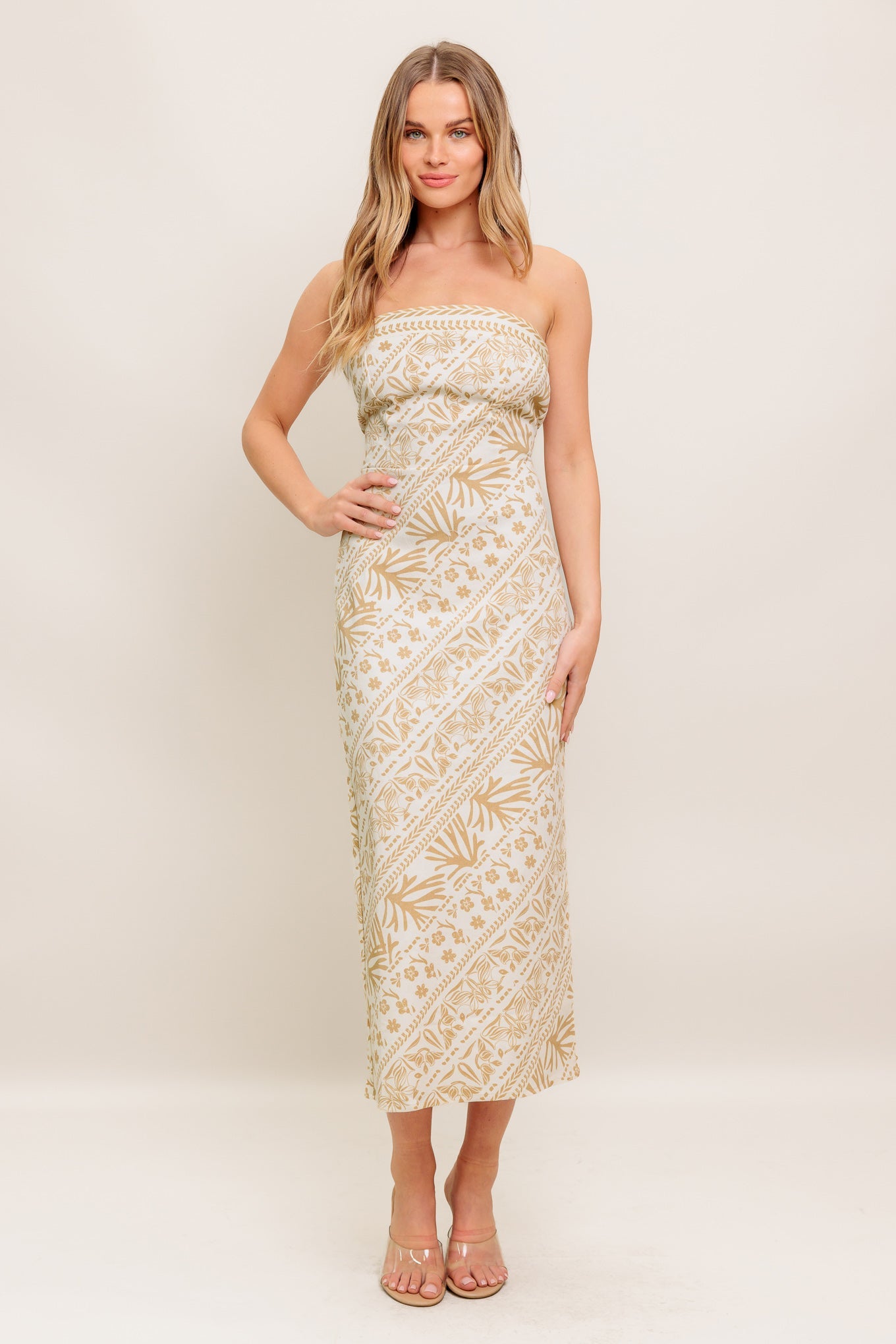 BOHO H-LINE STRAPLESS MIDI DRESS
