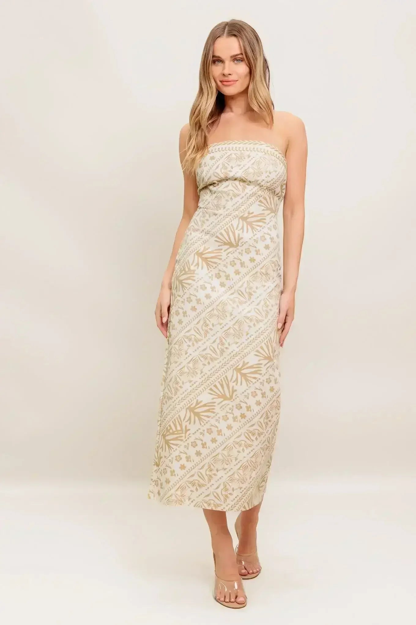BOHO H-LINE STRAPLESS MIDI DRESS
