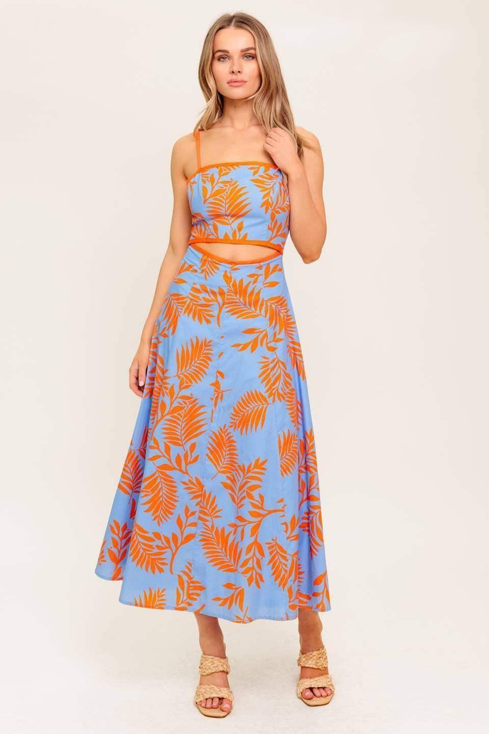 APRICOT SUNSET CUT-OUT MIDI DRESS - FINAL SALE