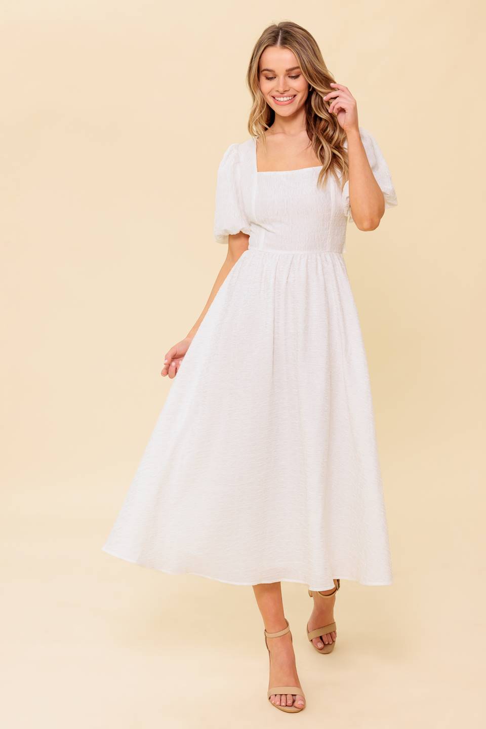 MAURA MIDI DRESS - IVORY