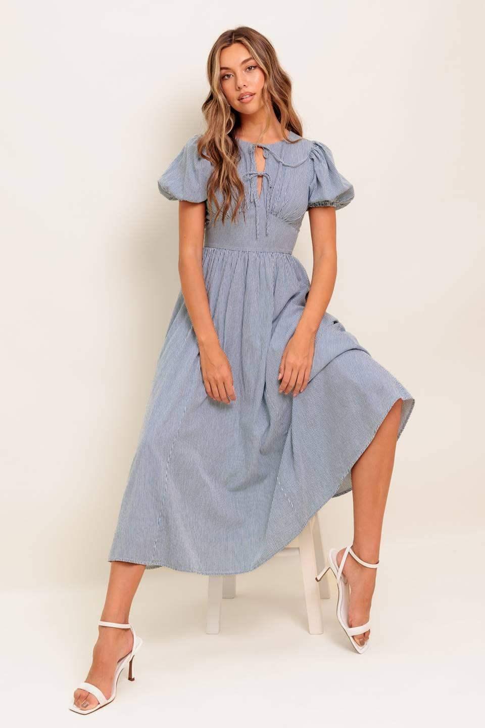 CHERIE MIDI DRESS - BLUE