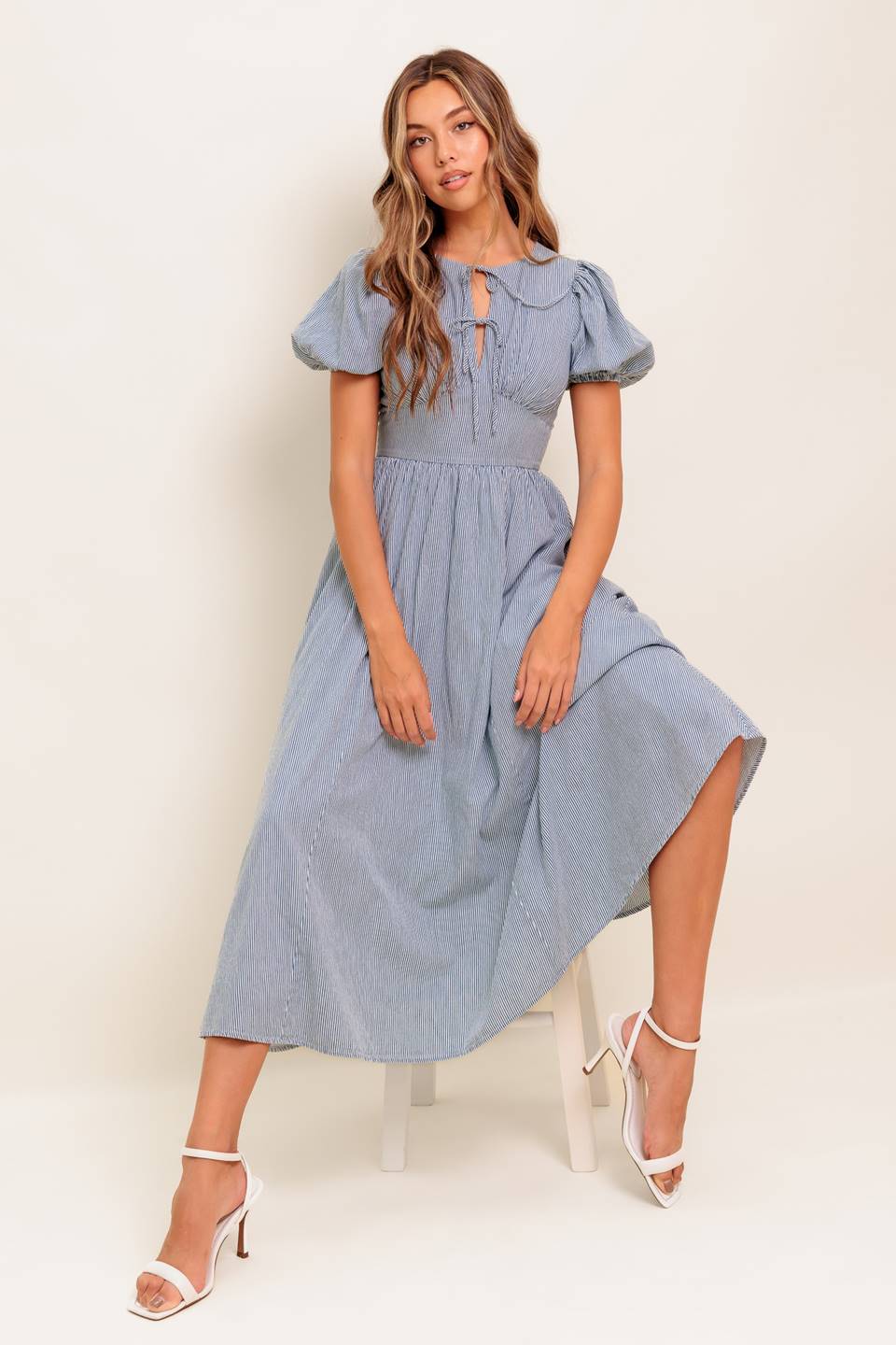 CHERIE MIDI DRESS - BLUE
